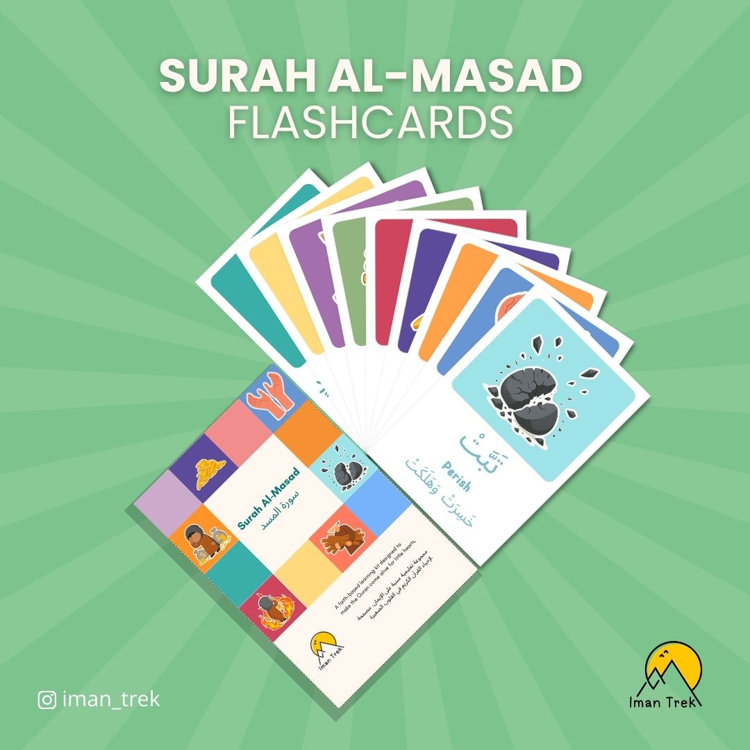 Surah Al-Masad: 9 Word-To-Word Flashcards for Kids (English & Arabic)
