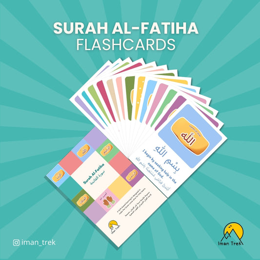 Surah Al-Fatihah: 13 Word-To-Word Flashcards for Kids (English & Arabic)