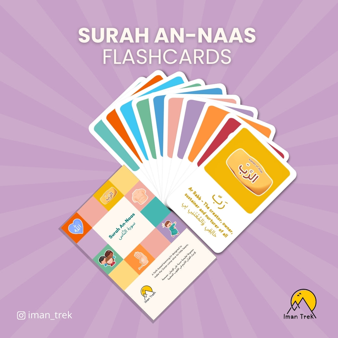 Surah An-Naas: 10 Word-To-Word Flashcards for Kids (English & Arabic)