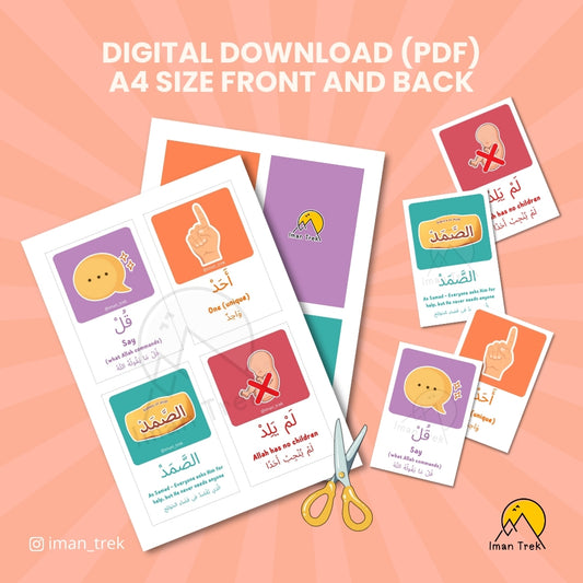 Surah Al-Ikhlaas: 6 Word-To-Word Flashcards for Kids (English & Arabic)