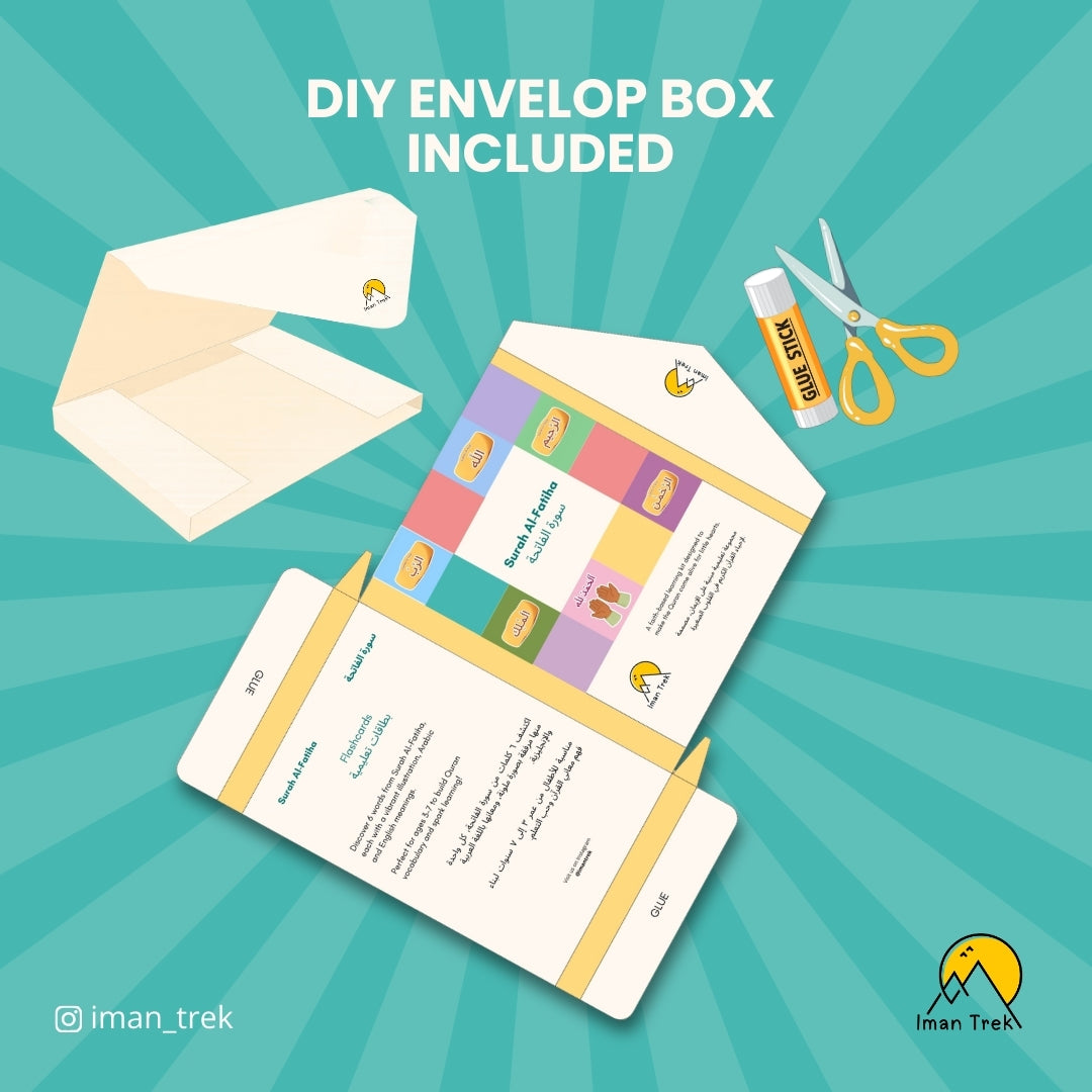 Surah Al-Fatihah: 13 Word-To-Word Flashcards for Kids (English & Arabic)