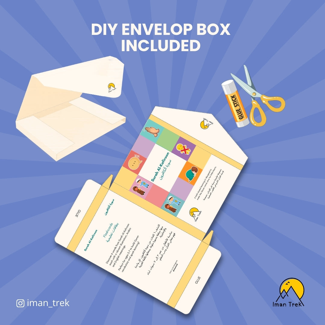 Surah Al-Kafiroon: 6 Word-To-Word Flashcards for Kids (English & Arabic)