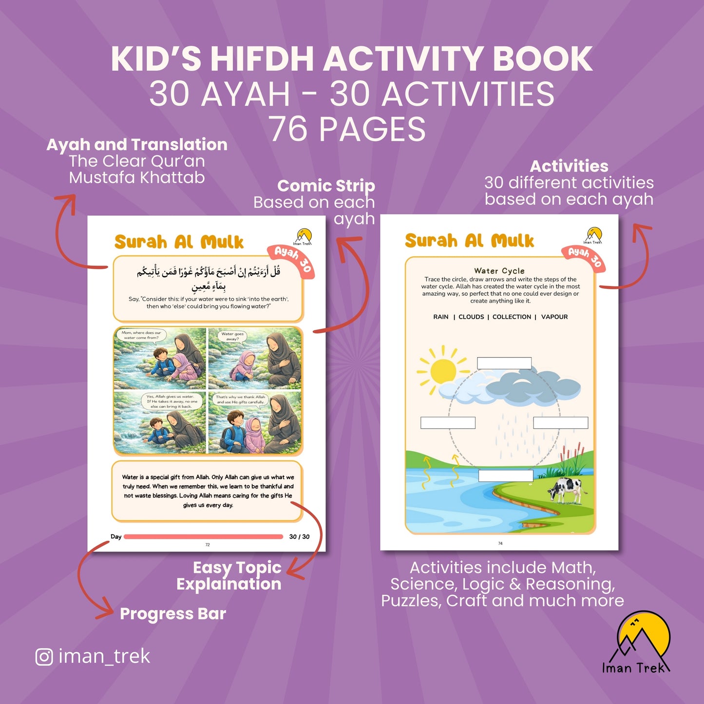 Pro+ Package: Surah Al Mulk Hifdh Journal for Adults + Hifdh Activity Book for Kids