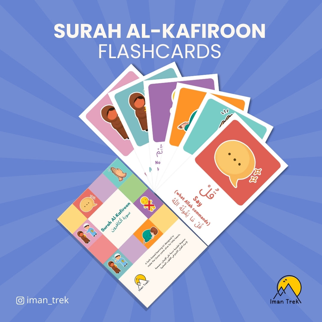 Surah Al-Kafiroon: 6 Word-To-Word Flashcards for Kids (English & Arabic)
