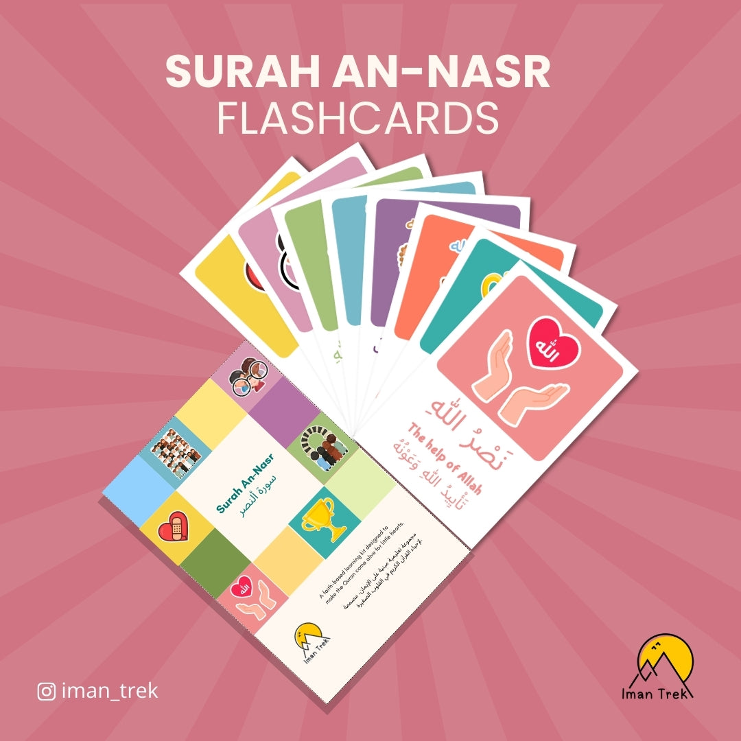 Surah An-Nasr: 8 Word-To-Word Flashcards for Kids (English & Arabic)